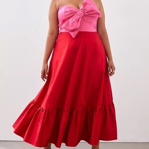 Pink and red strapless dress from Anthropologie. Size 22.